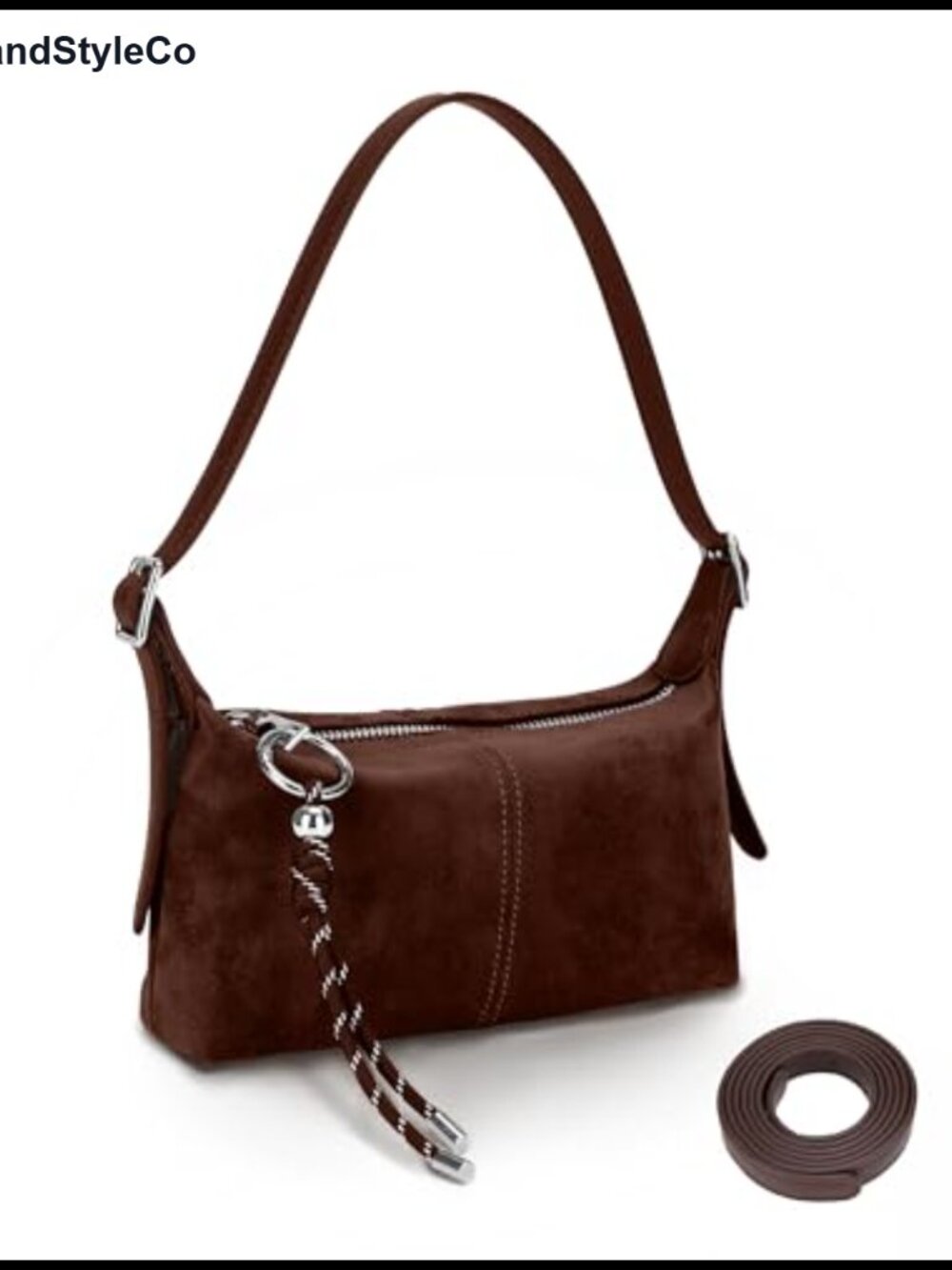 Mini Slouchy Vegan Leather Crossbody Shoulder Bag with Keychain Charm